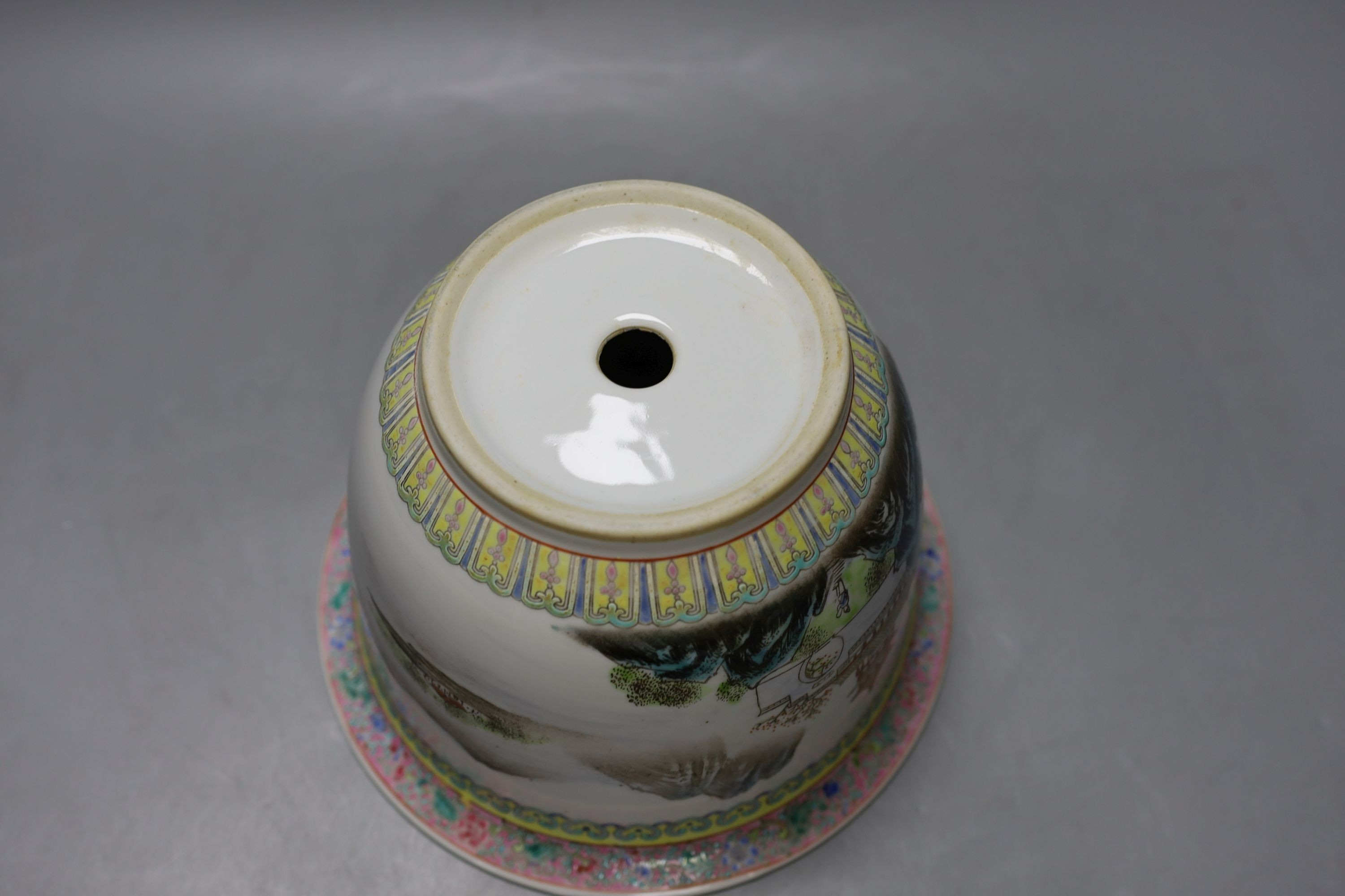 A mid 20th century Chinese famille rose plant pot - 14cm high